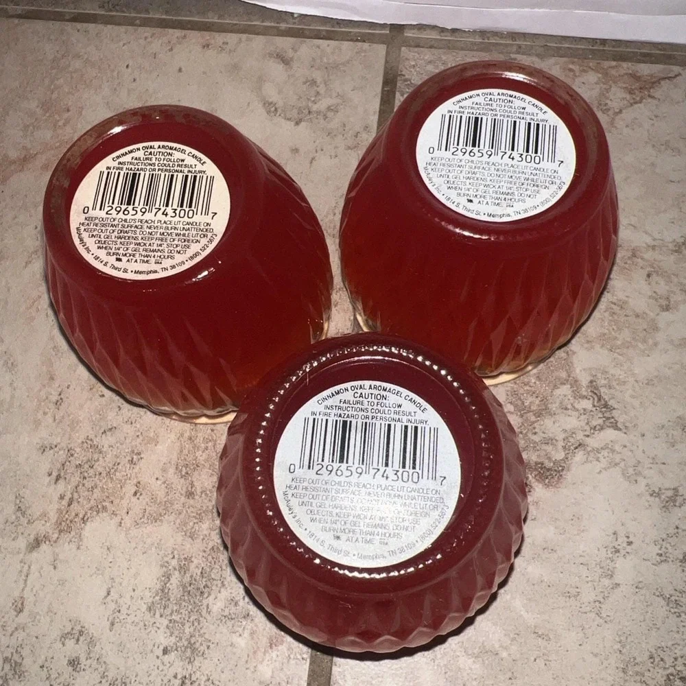 Vintage McAuley's Cinnamon Oval Aroma Gel Candle Cut Glass Set Of‎ 3 NOS Sealed